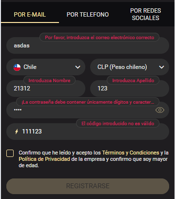 Incidencias comunes en el registro 1xSlots