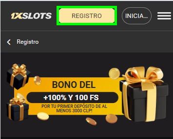 registrarse en 1xSlots